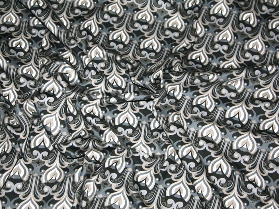100% Cotton Poplin Fabric Black & Grey