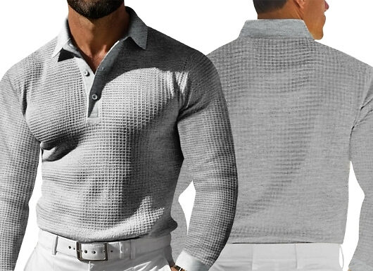 Men's Waffle Knit Long-Sleeve Shirt - 6 Colours & Sizes