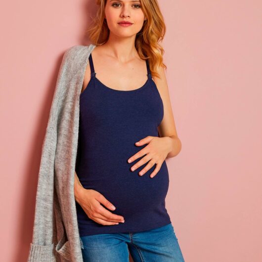 Pack of 2 Nursing Tops with Spaghetti Straps light grey