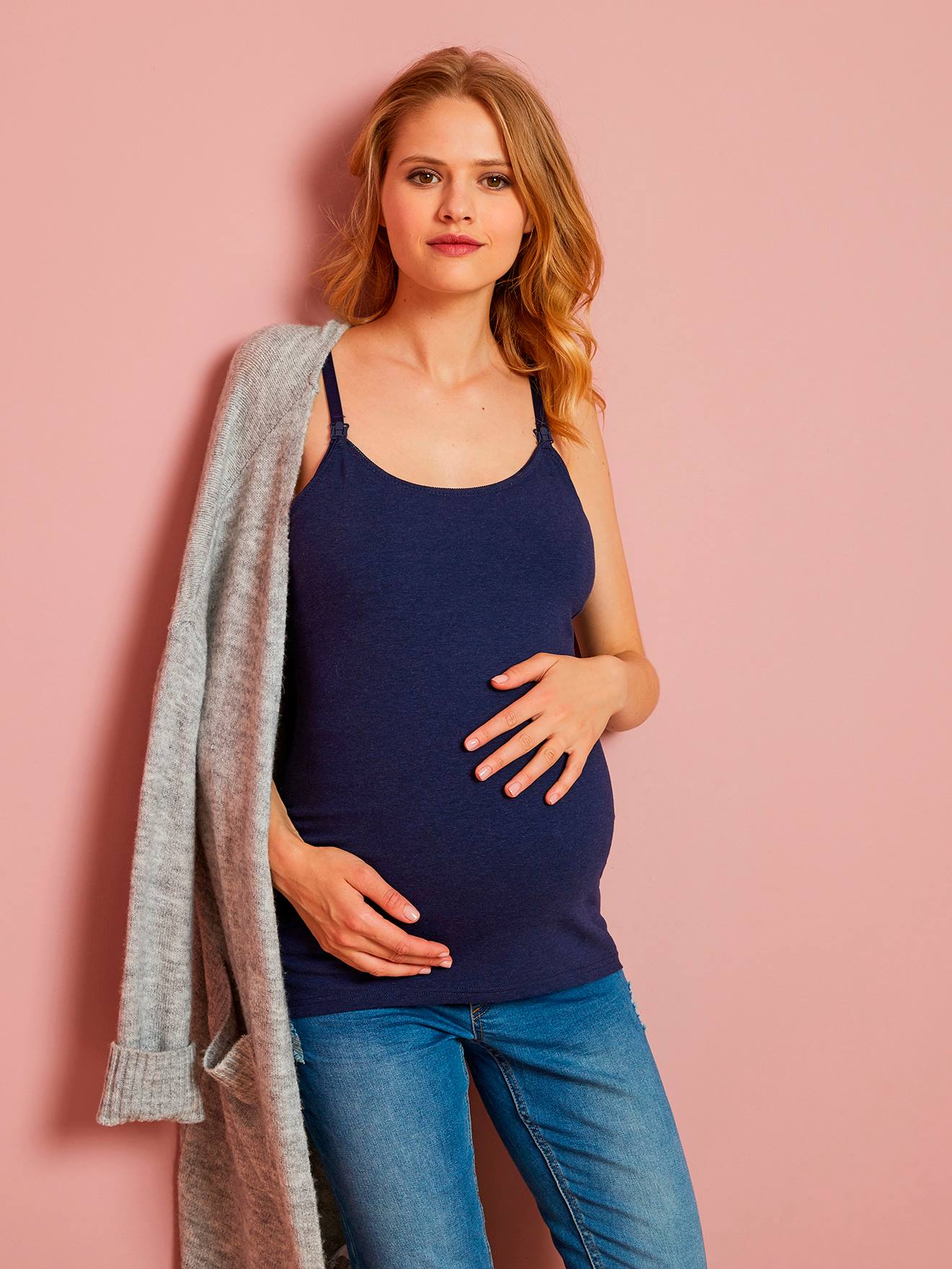 Pack of 2 Nursing Tops with Spaghetti Straps light grey