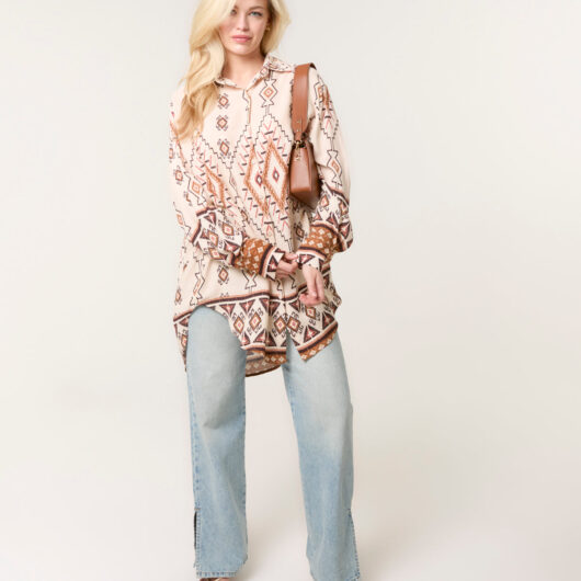 Shirt With Geometric Print - ONE / STONE
