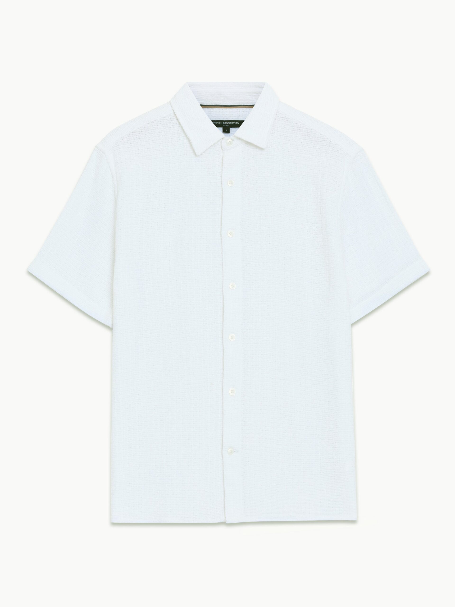 Short Sleeve Open Weave Shirt White